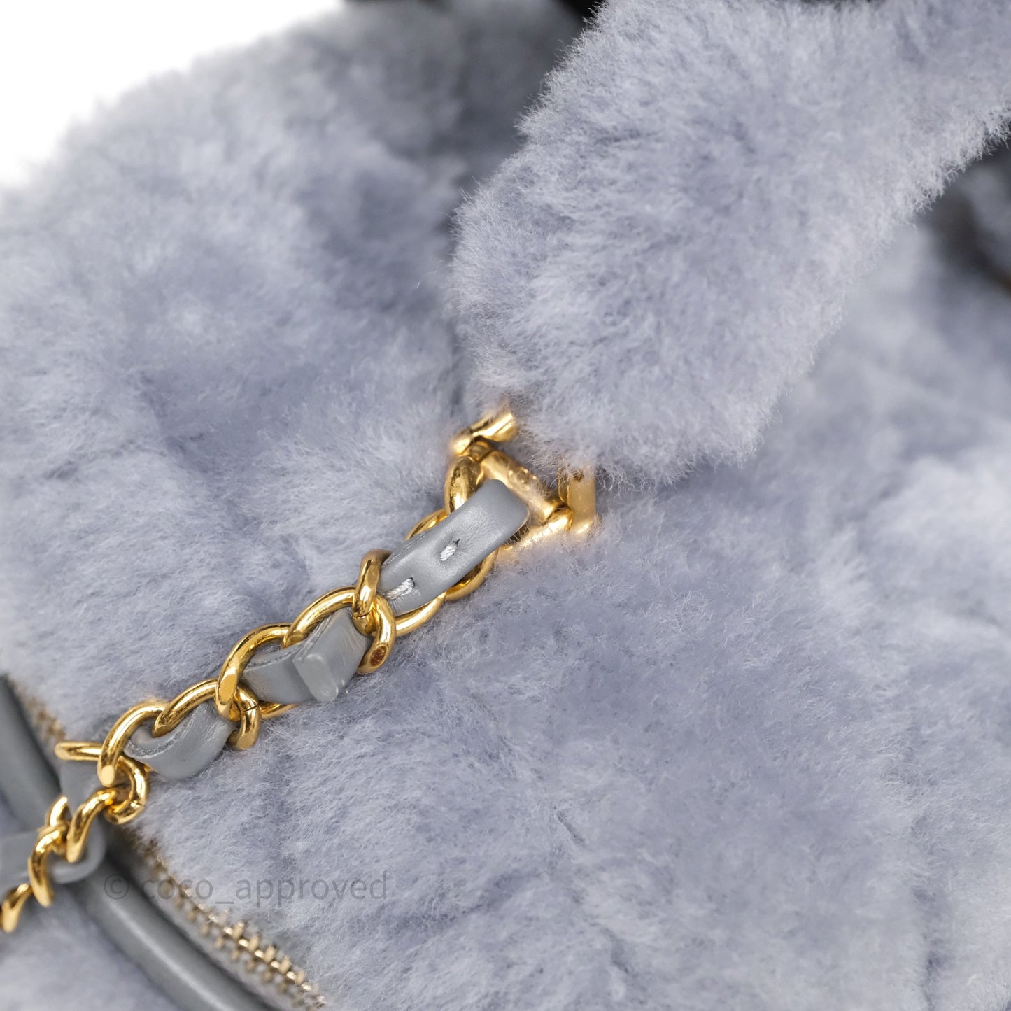 Chanel Vanity Case Grey Shearling Lambskin Gold Hardware 22A