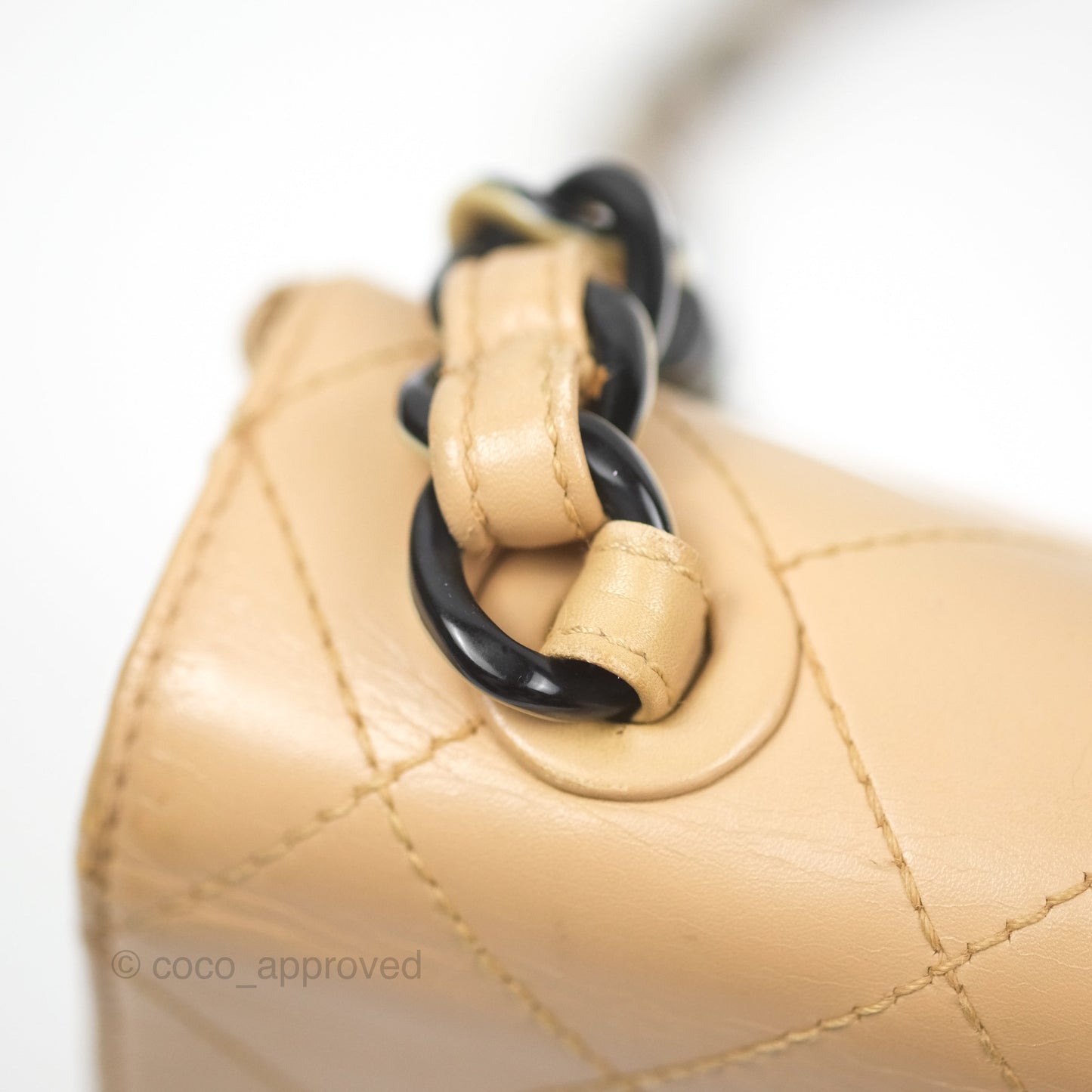 Chanel Vintage Jumbo Beige Flap Bag Lambskin Enamel Hardware