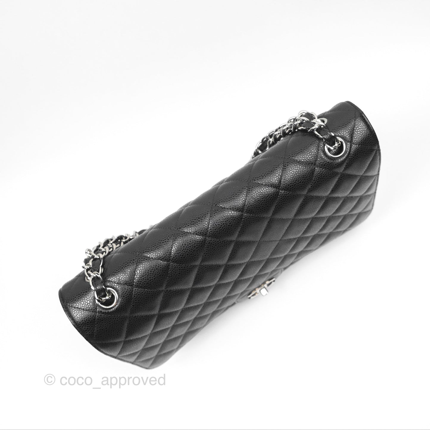 Chanel Quilted Maxi Double Flap Black Caviar Silver Hardware