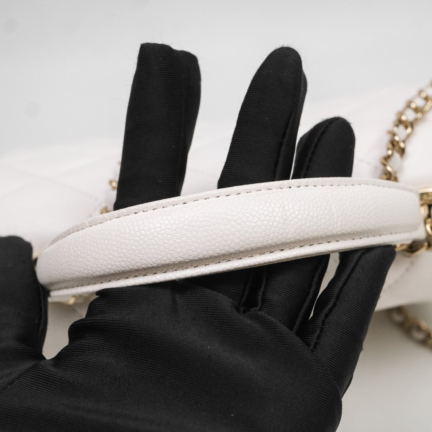 Chanel Small Coco Lady Quilted Flap Bag With Top Handle White Calfskin Gold Hardware