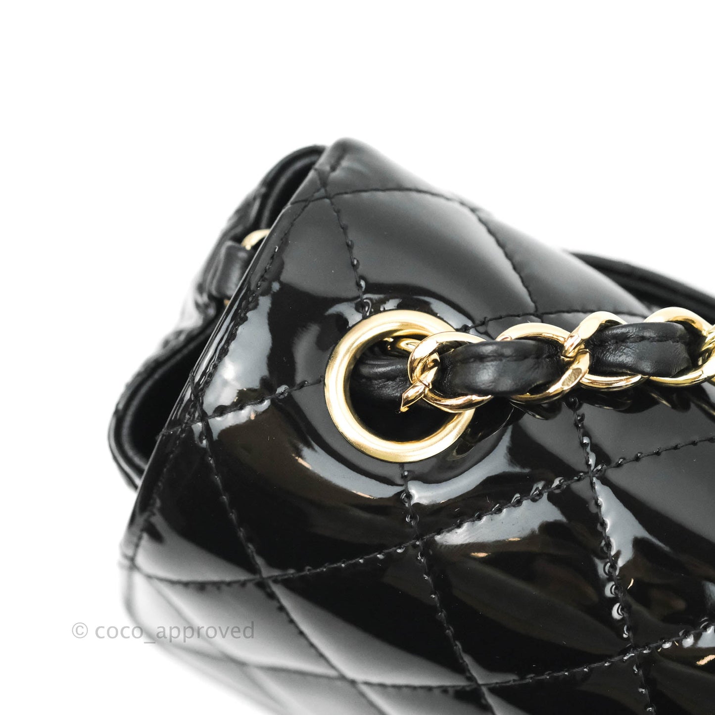 Chanel Quilted Mini Rectangular Black Patent Gold Hardware