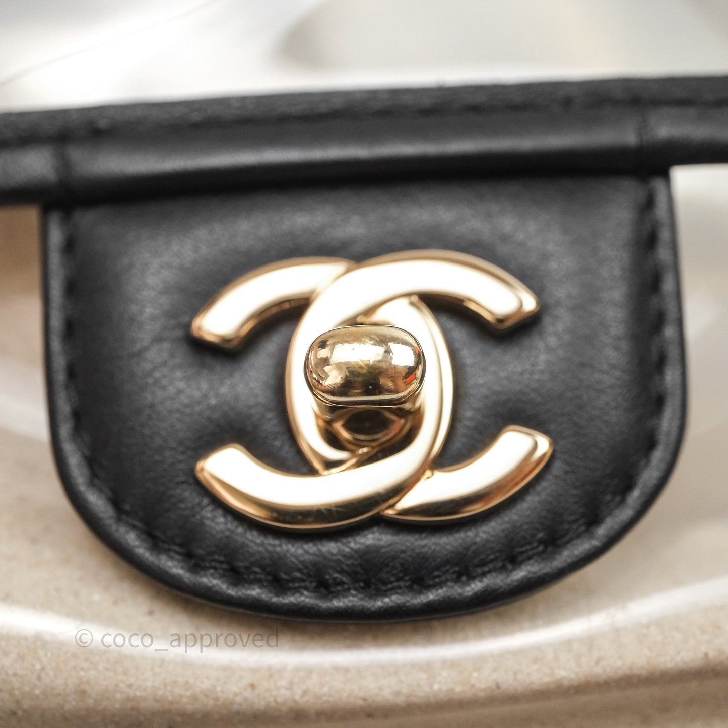 Chanel Medium Sand By The Sea PVC Flap Black Lambskin Gold Hardware