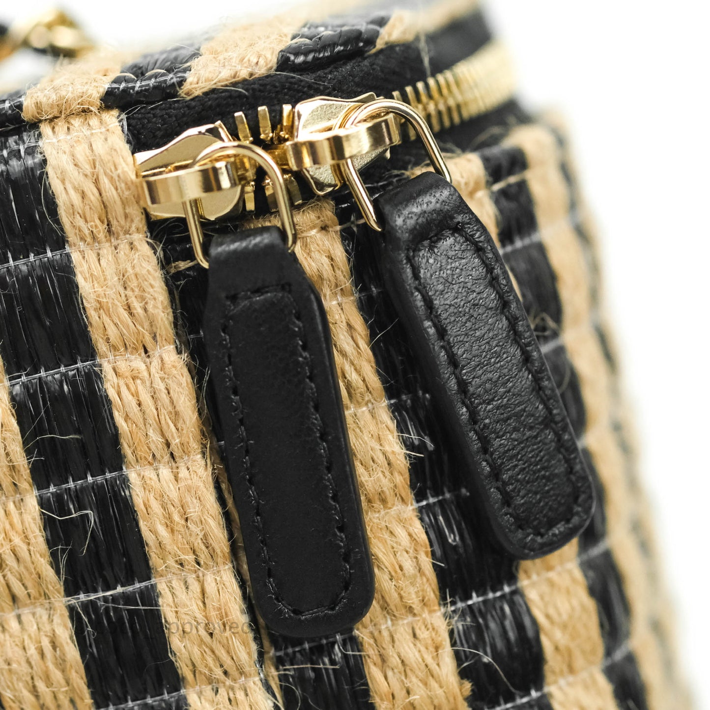 Chanel Vanity with Chain Raffia Jute Thread Black & Beige Gold Hardware