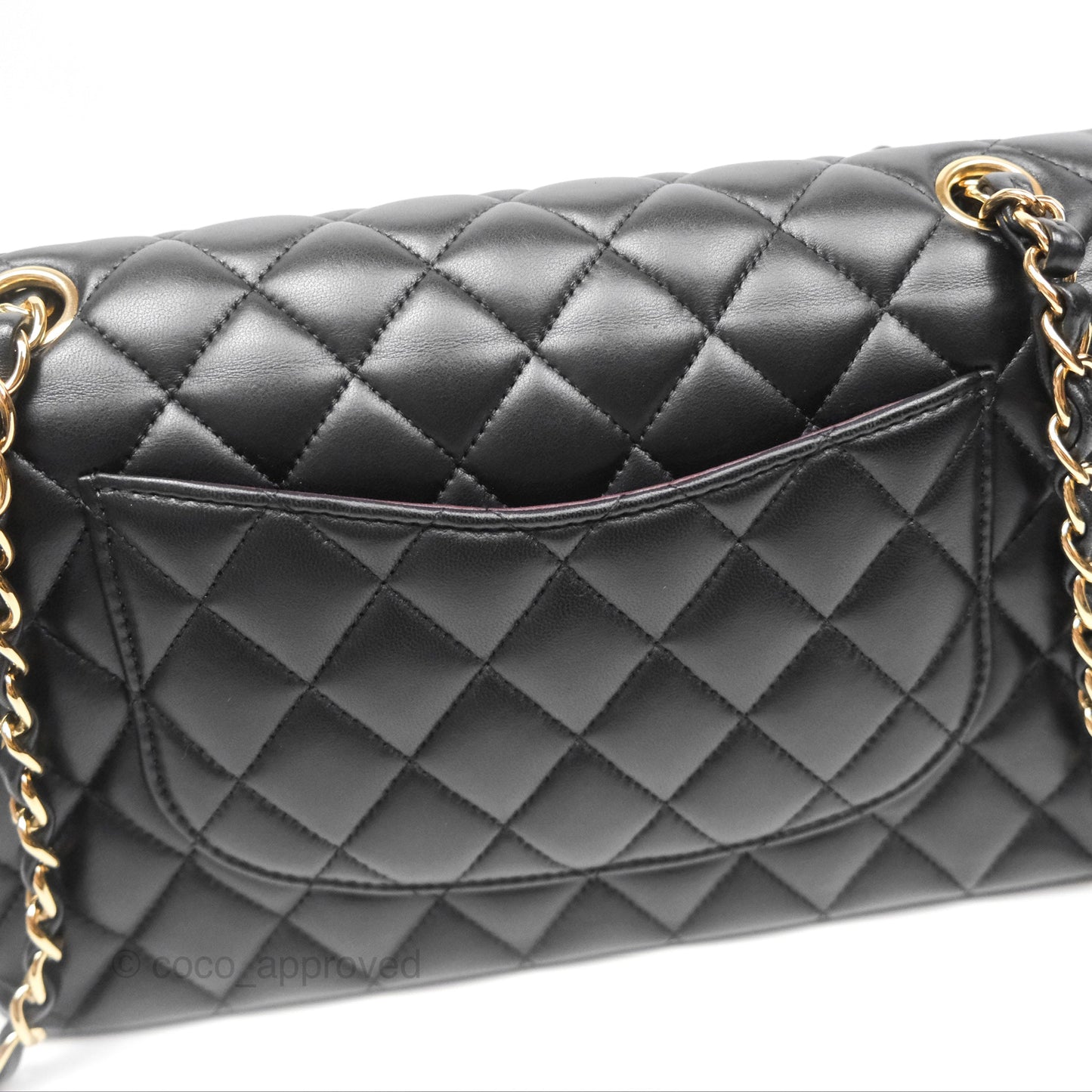 Chanel Classic M/L Medium Flap Quilted Black Lambskin Gold Hardware