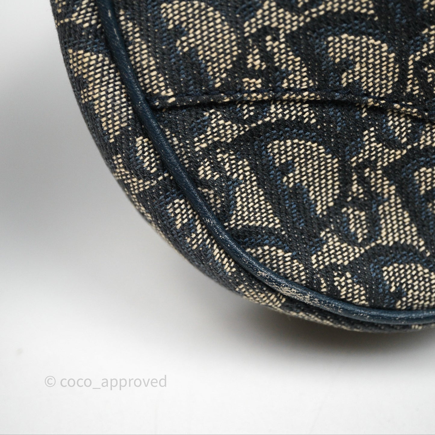 Christian Dior Vintage Mini Saddle Bag Blue Oblique Jacquard