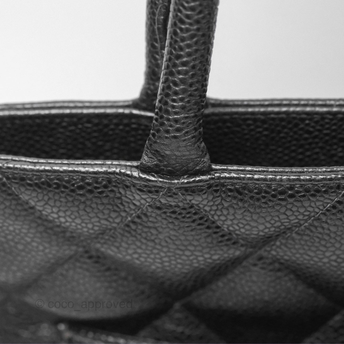 Chanel Vintage Medallion CC Black Caviar Tote Bag Gold Hardware