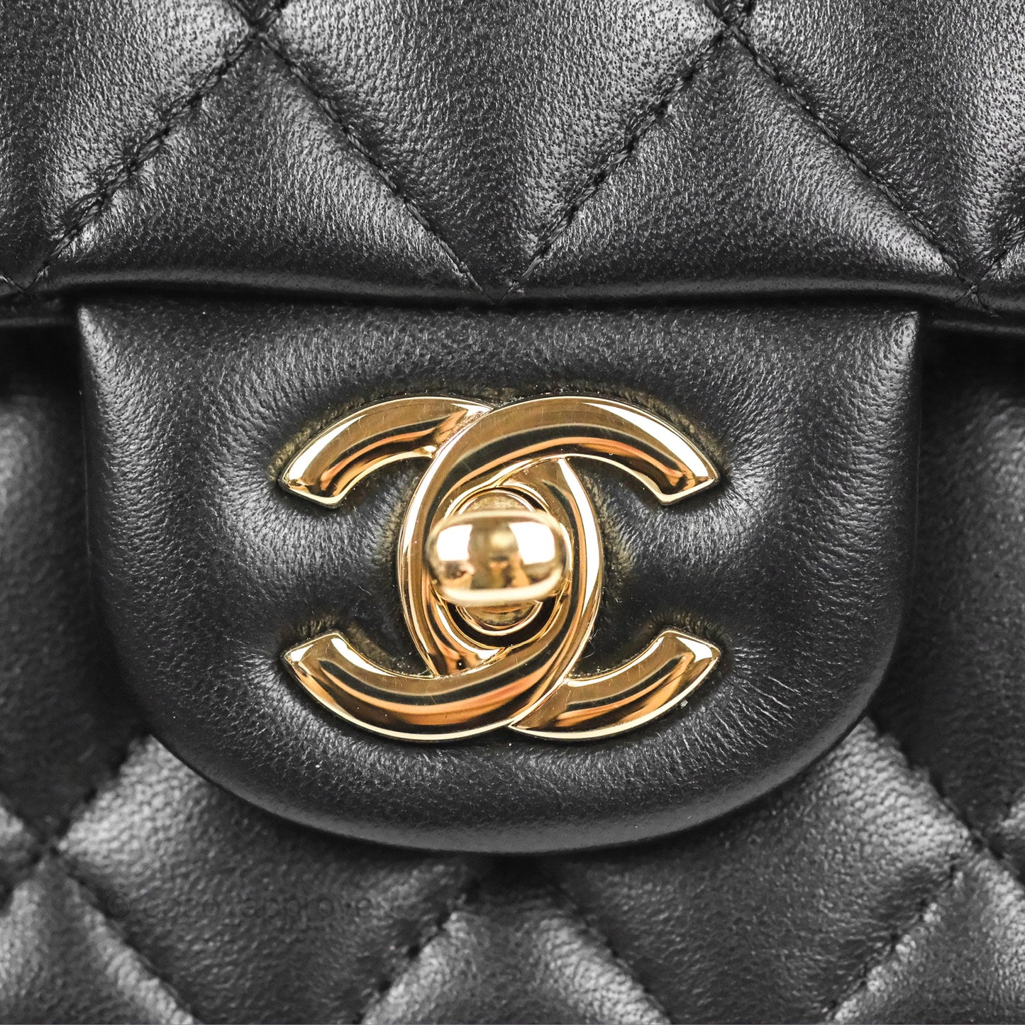 Chanel Top Handle Mini Rectangular Flap Bag Black Lambskin Gold Hardware