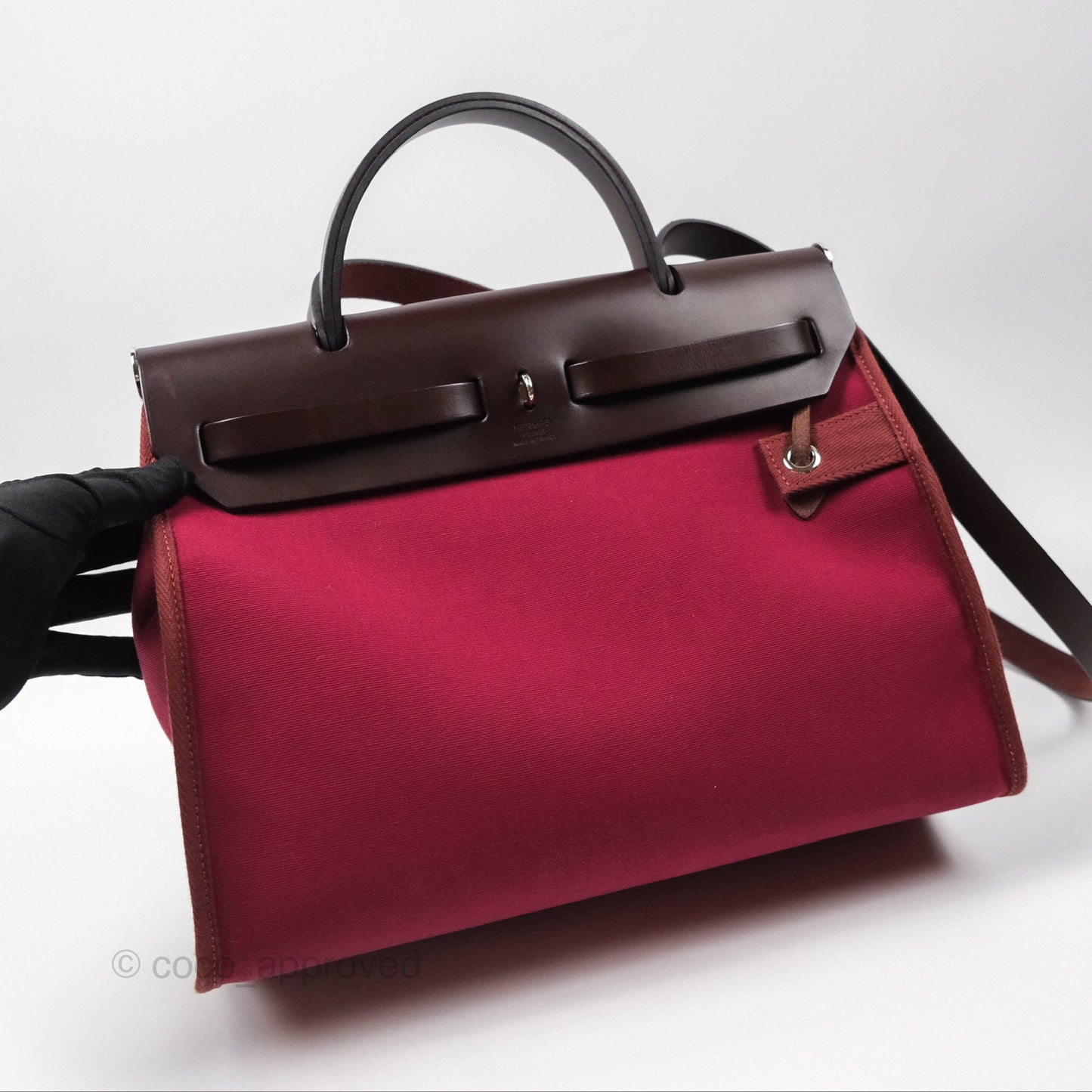 Hermès Herbag Zip 31 Retourne Rose Bubblegum L4/ Rubis B5 Canvas Palladium Hardware