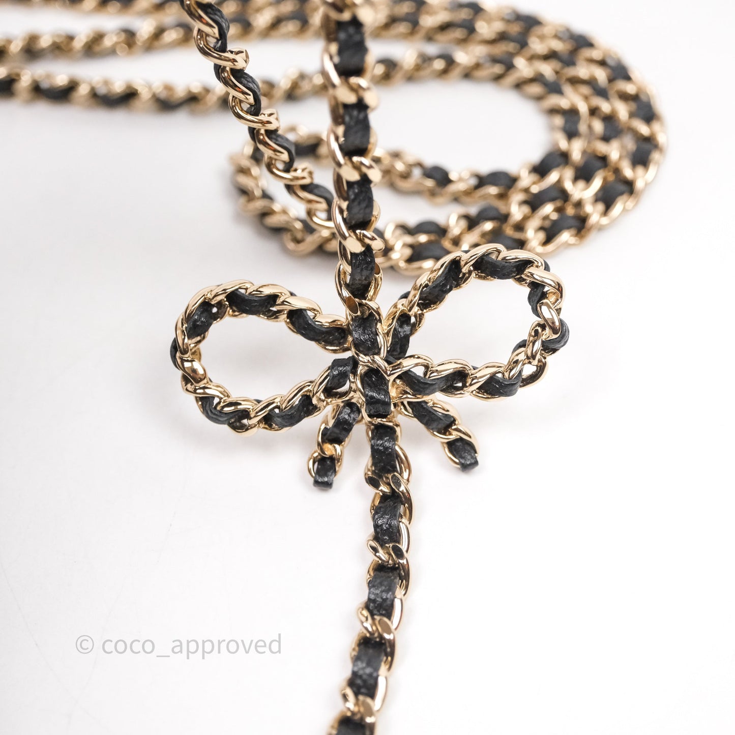 Chanel WOC With Ribbon Chain Black Caviar Gold Hardware