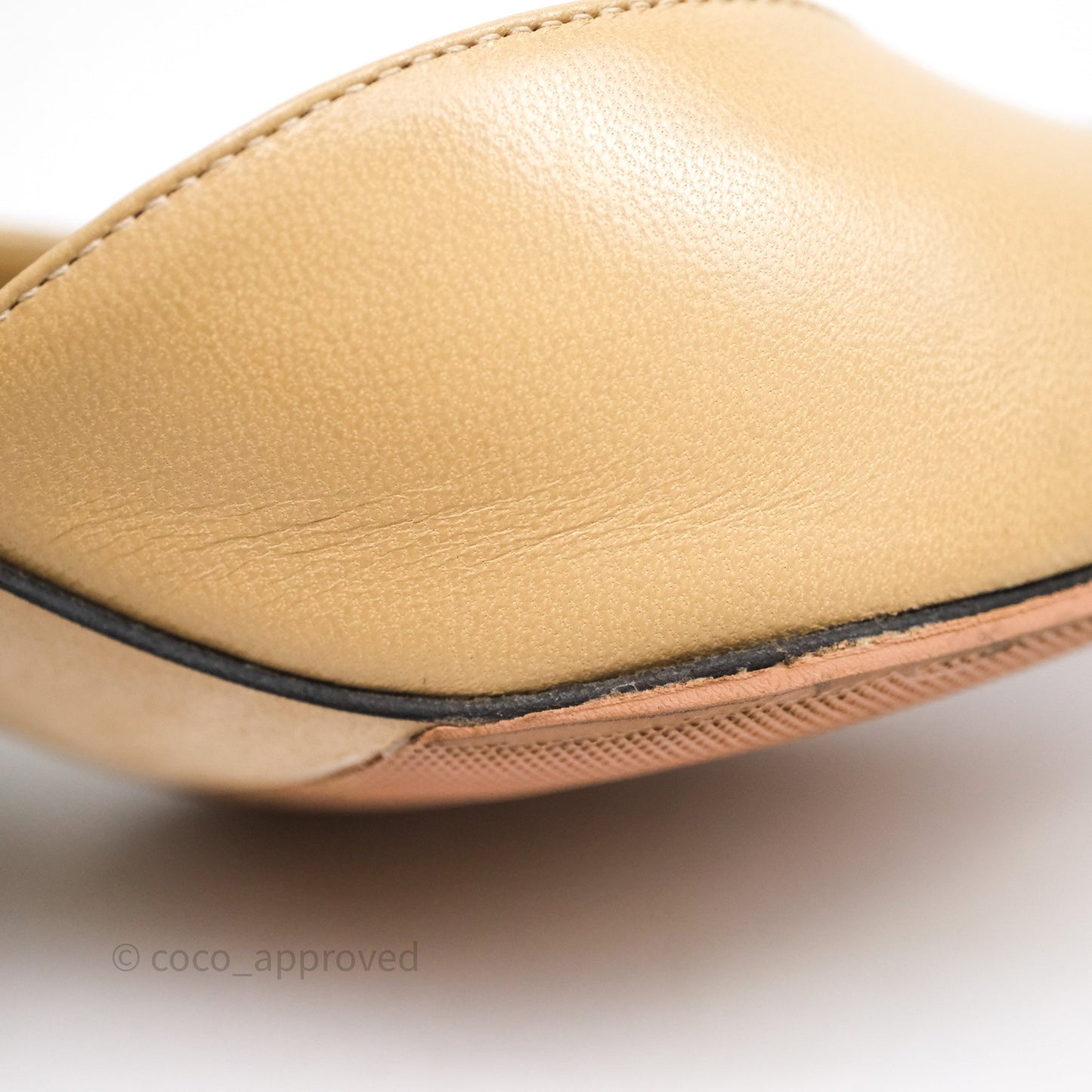 Chanel Classic Slingback Beige Black Leather Size 37