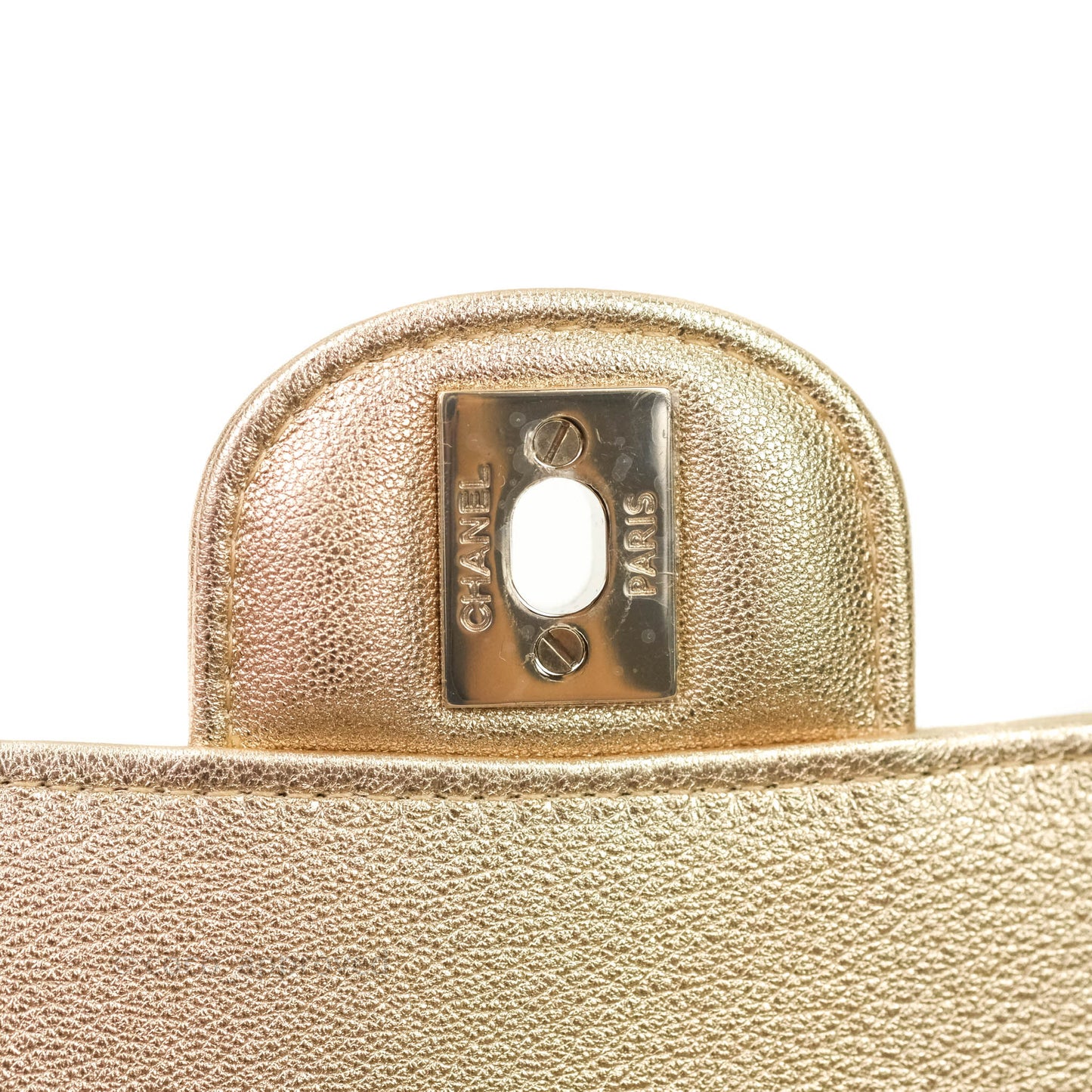Chanel Quilted Mini Rectangular Iridescent Gold Lambskin Gold Hardware