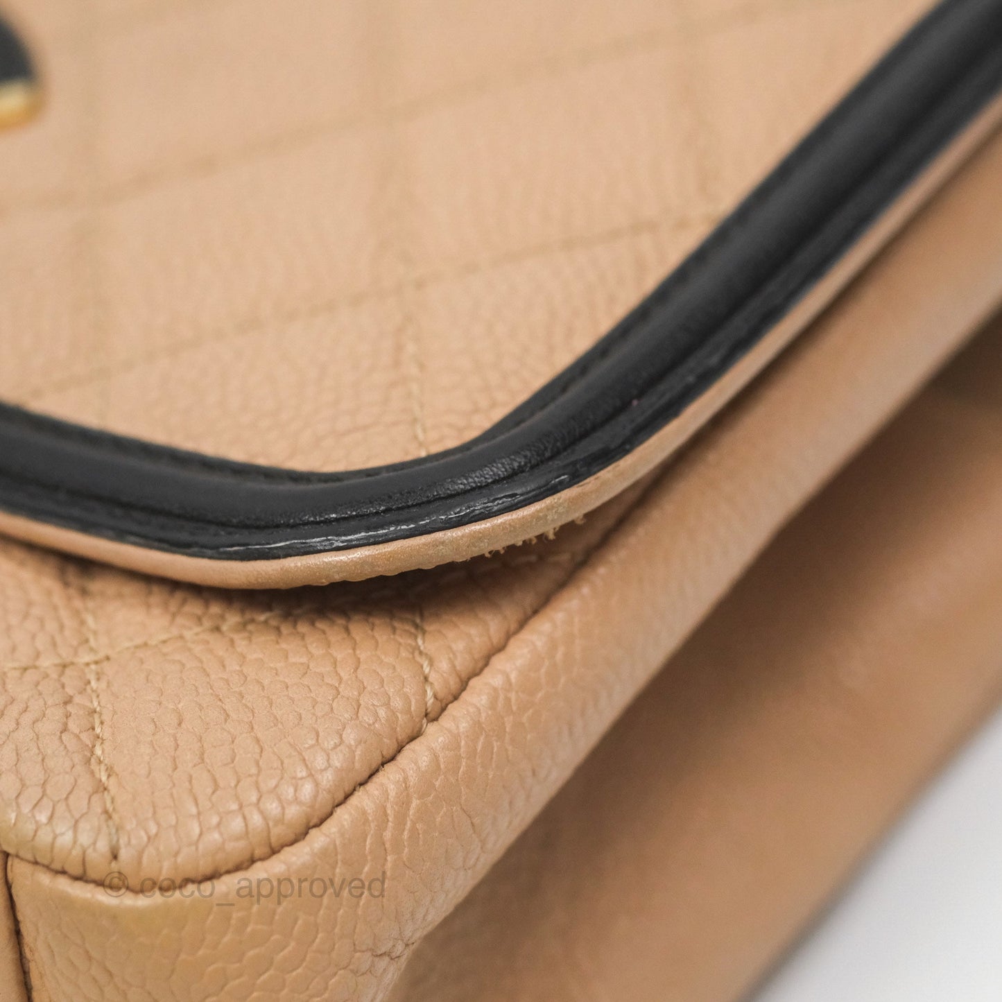 Chanel Small CC Filigree Flap Quilted Beige Black Caviar