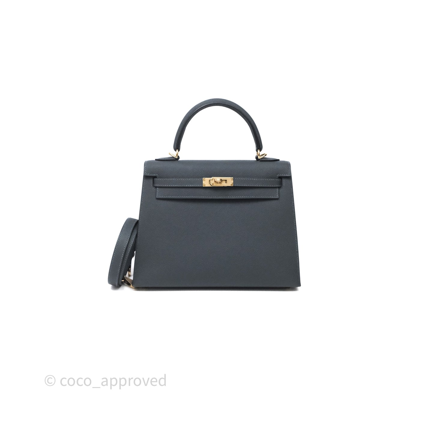 Hermès Kelly 25 Gris Meyer 0L Epsom Light Gold Hardware