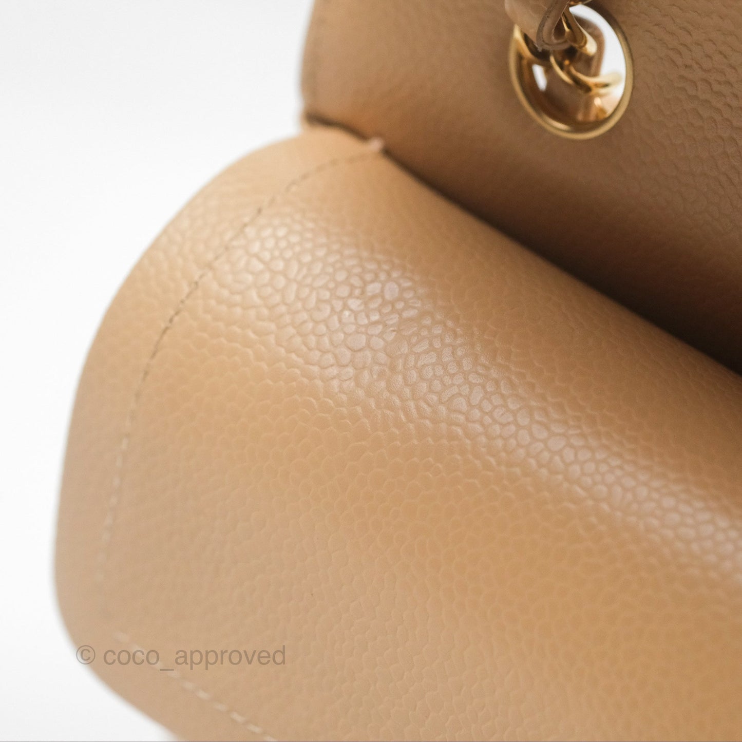 Chanel Classic Small S/M Quilted Flap Beige Caviar Gold Hardware