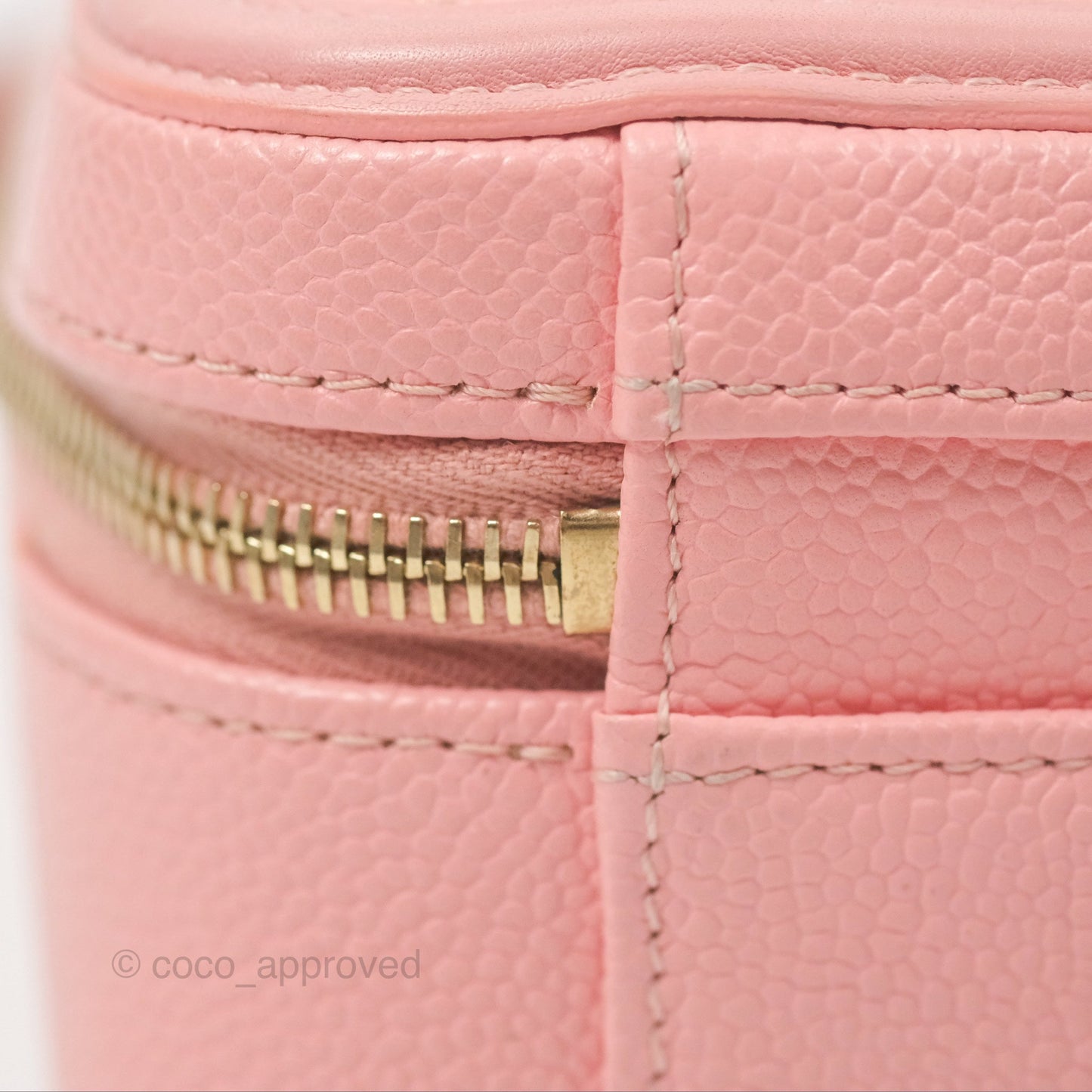 Chanel Quilted Medium CC Filigree Vanity Case Pink Caviar Gold Hardware