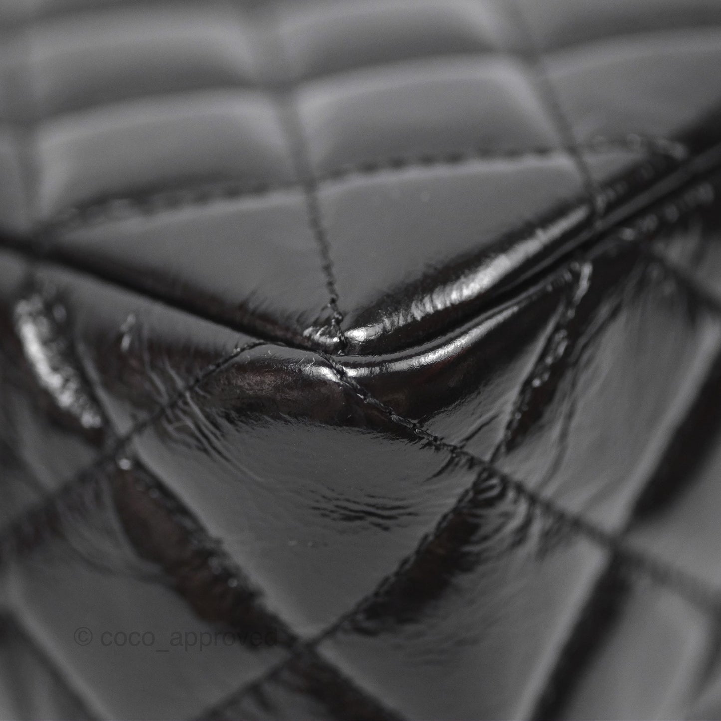 Chanel Medium Quilted Wavy CC Hobo Black Patent Aged Gold Hardware