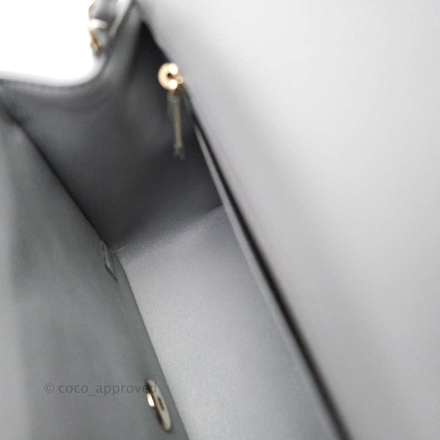 Chanel Mini Square Chevron Grey Lambskin Gold Hardware 20S