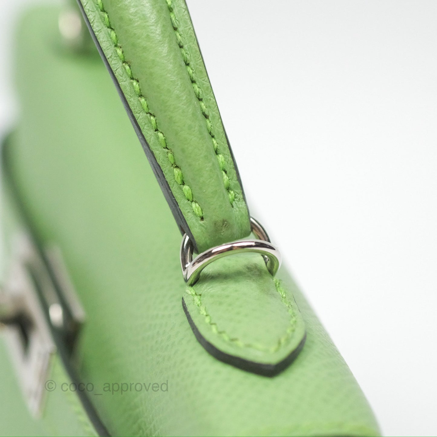 Hermès Mini Kelly II Vert Criquet Epsom Palladium Hardware