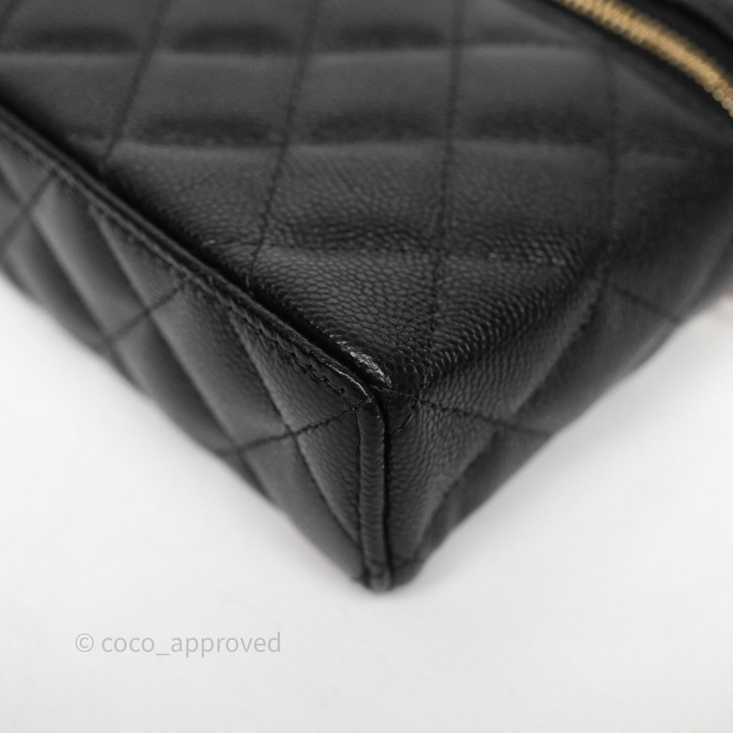 Chanel Top Handle Long Vanity with Chain Black Caviar Gold Hardware