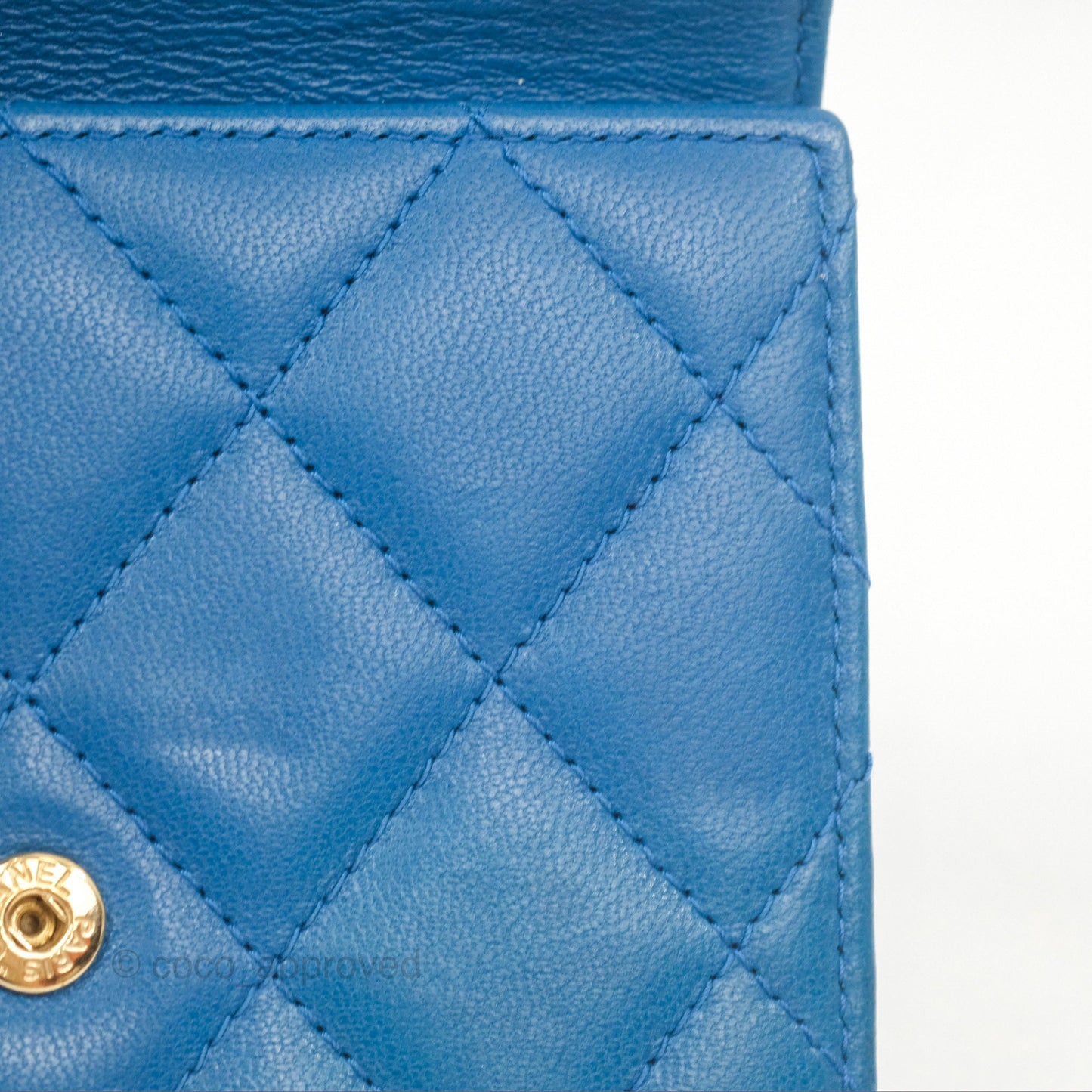Chanel Classic Short Flap Wallet Blue Lambskin Gold Hardware