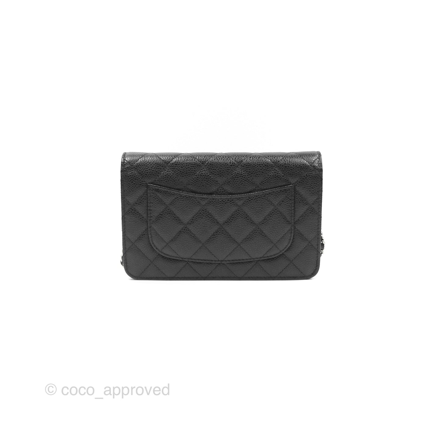 Chanel Quilted Classic Wallet On Chain WOC Black Caviar Silver Hardware