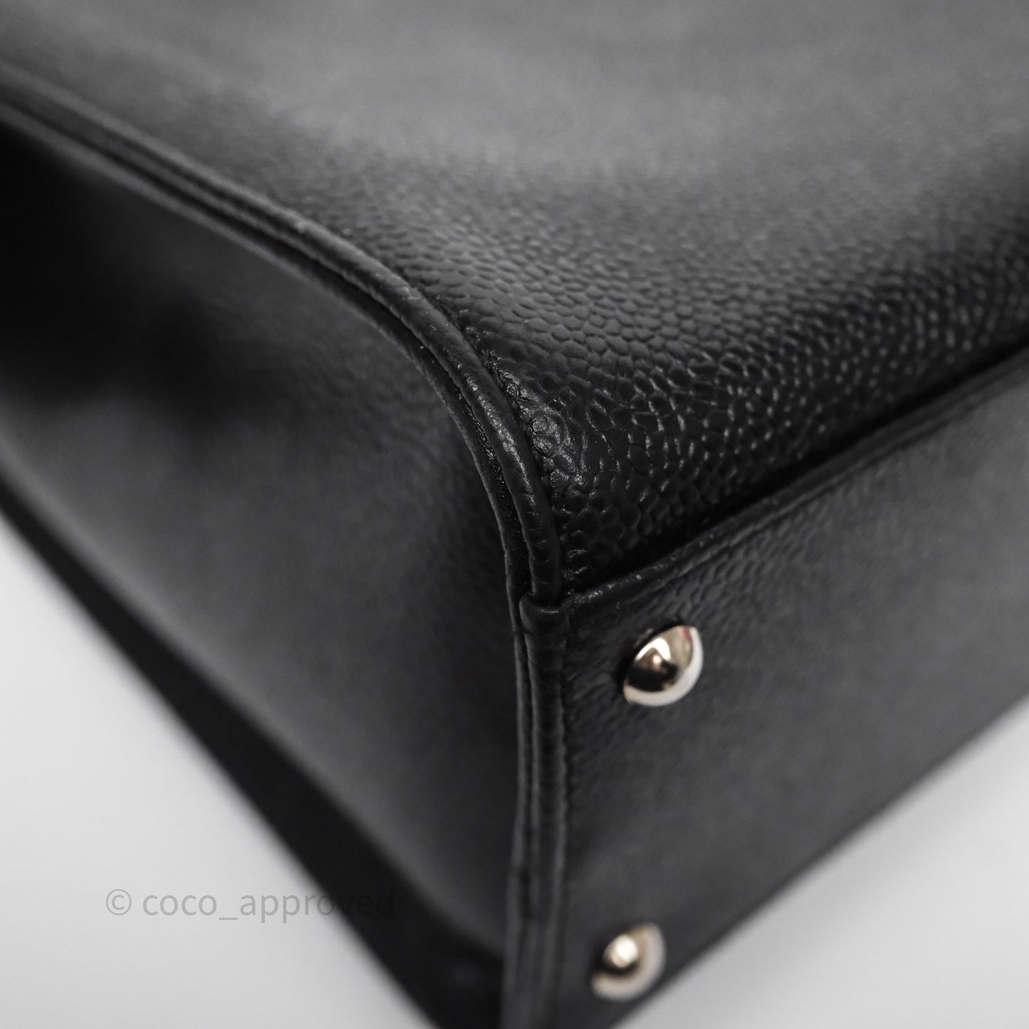 Chanel Vintage Tote Bag Black Caviar Silver Hardware