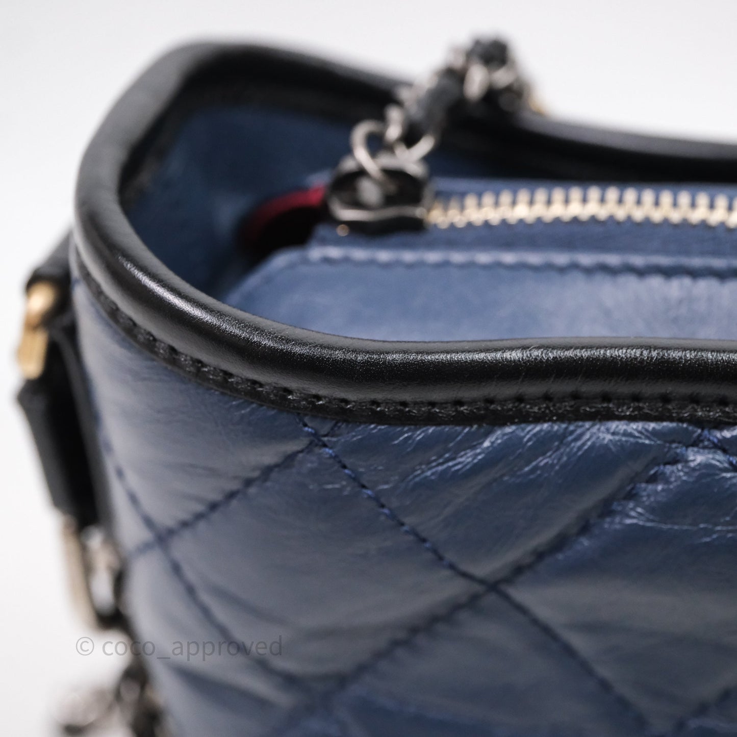 Chanel Quilted Small Gabrielle Hobo Navy Black Aged Calfskin Mixed Hardware