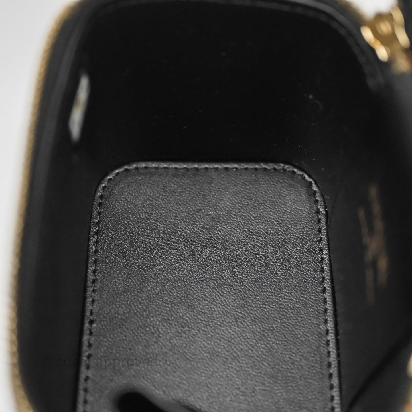 Chanel Mini Vanity With Double Chain Black Lambskin Aged Gold Hardware