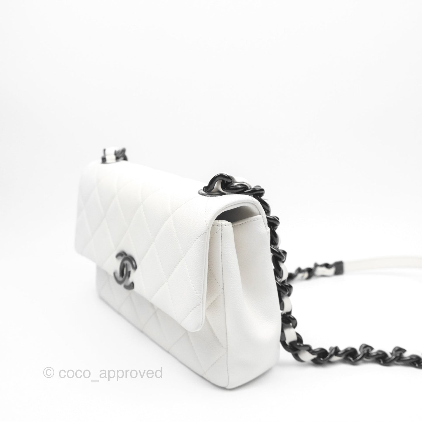 Chanel Quilted My Everything Medium Flap Bag White Caviar Incognito Hardware