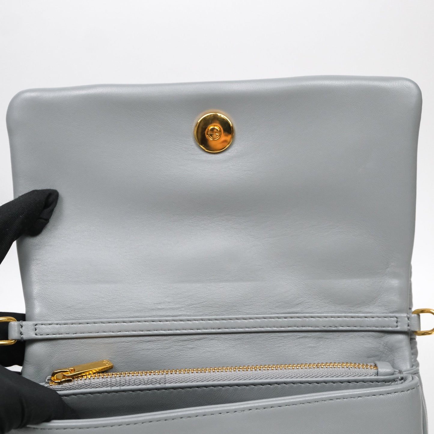 Christian Dior Mini Caro Bag Grey Macrocannage