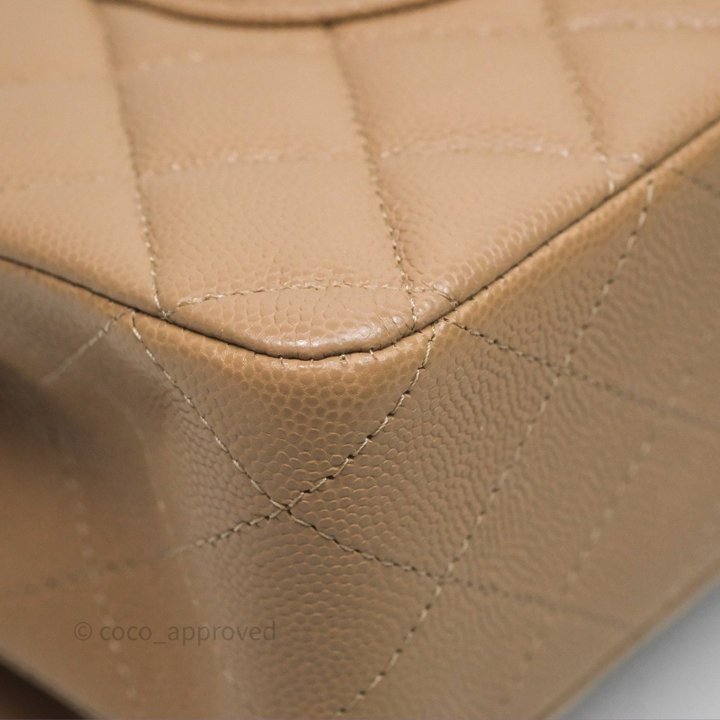 Chanel Classic M/L Medium Double Flap Dark Beige Caviar Gold Hardware 19B