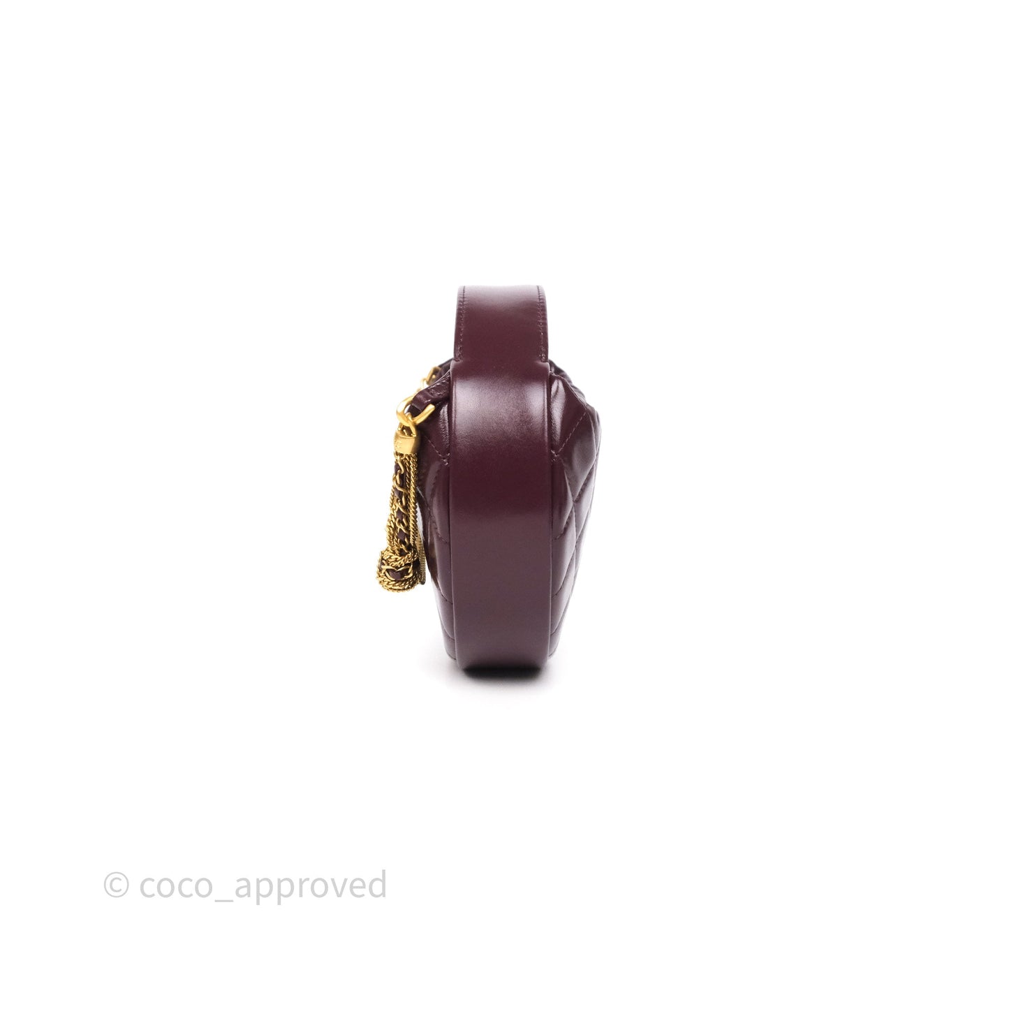 Chanel Mini Hobo Pouch Dark Burgundy Shiny Crumpled Calfskin Aged Gold Hardware