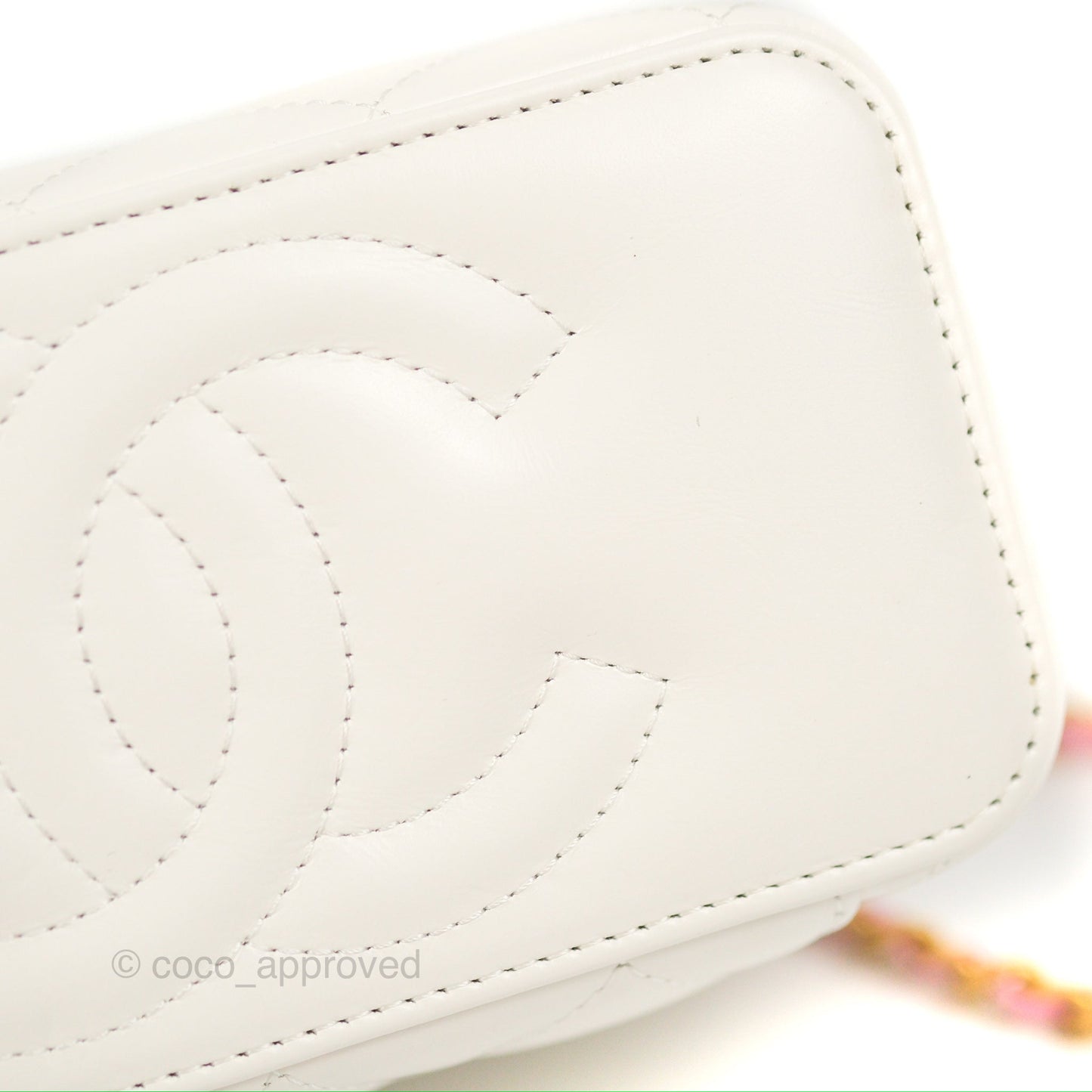 Chanel Rainbow Top Handle Vanity White Glazed Lambskin 23P