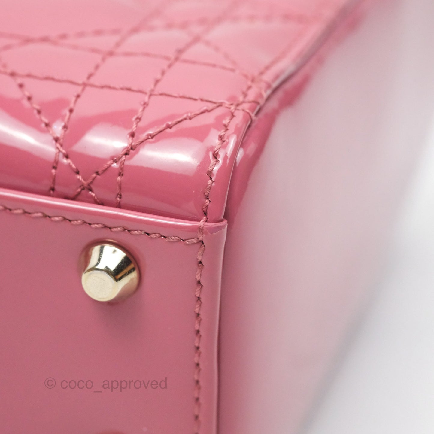 Christian Dior Mini Lady Dior Dusty Pink Patent Gold Hardware