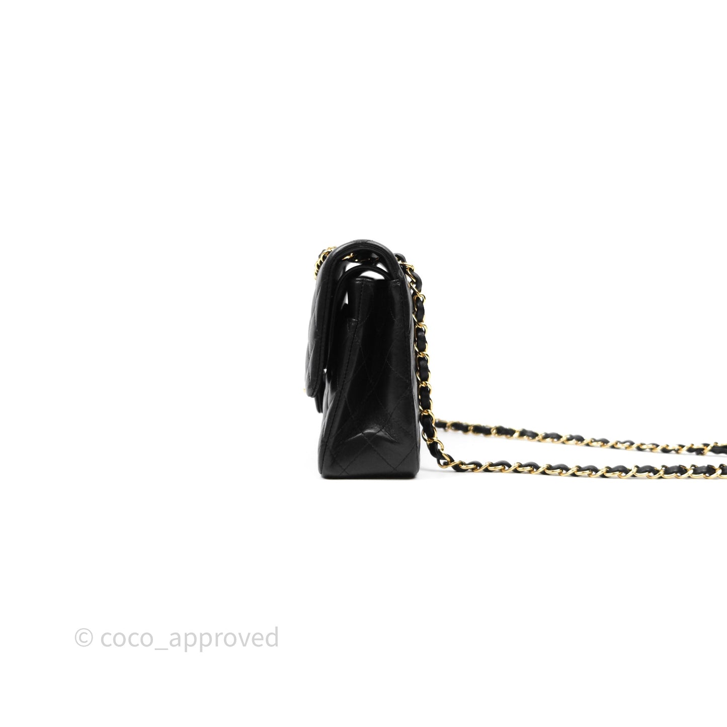 Chanel Classic M/L Medium Flap Quilted Black Lambskin Gold Hardware