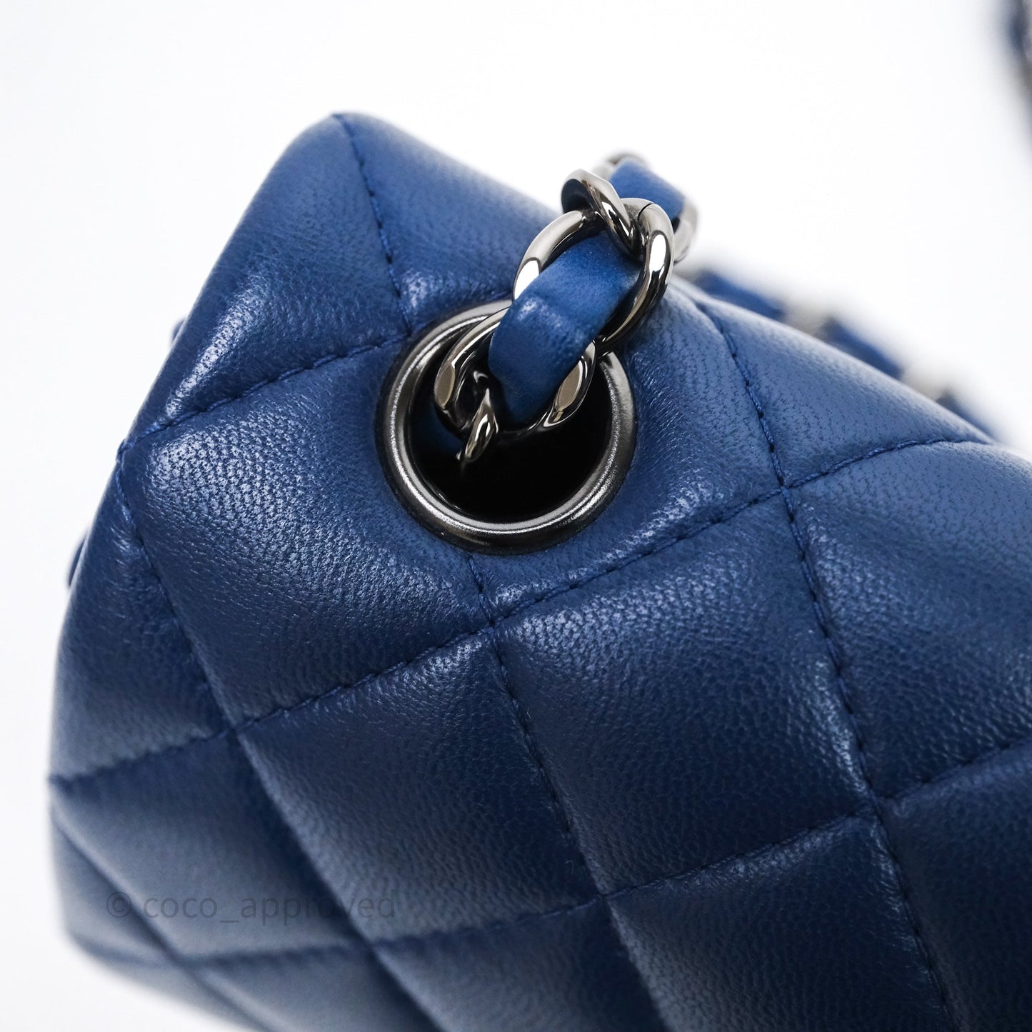 Chanel Mini Rectangular Flap Quilted Navy Lambskin Silver Hardware