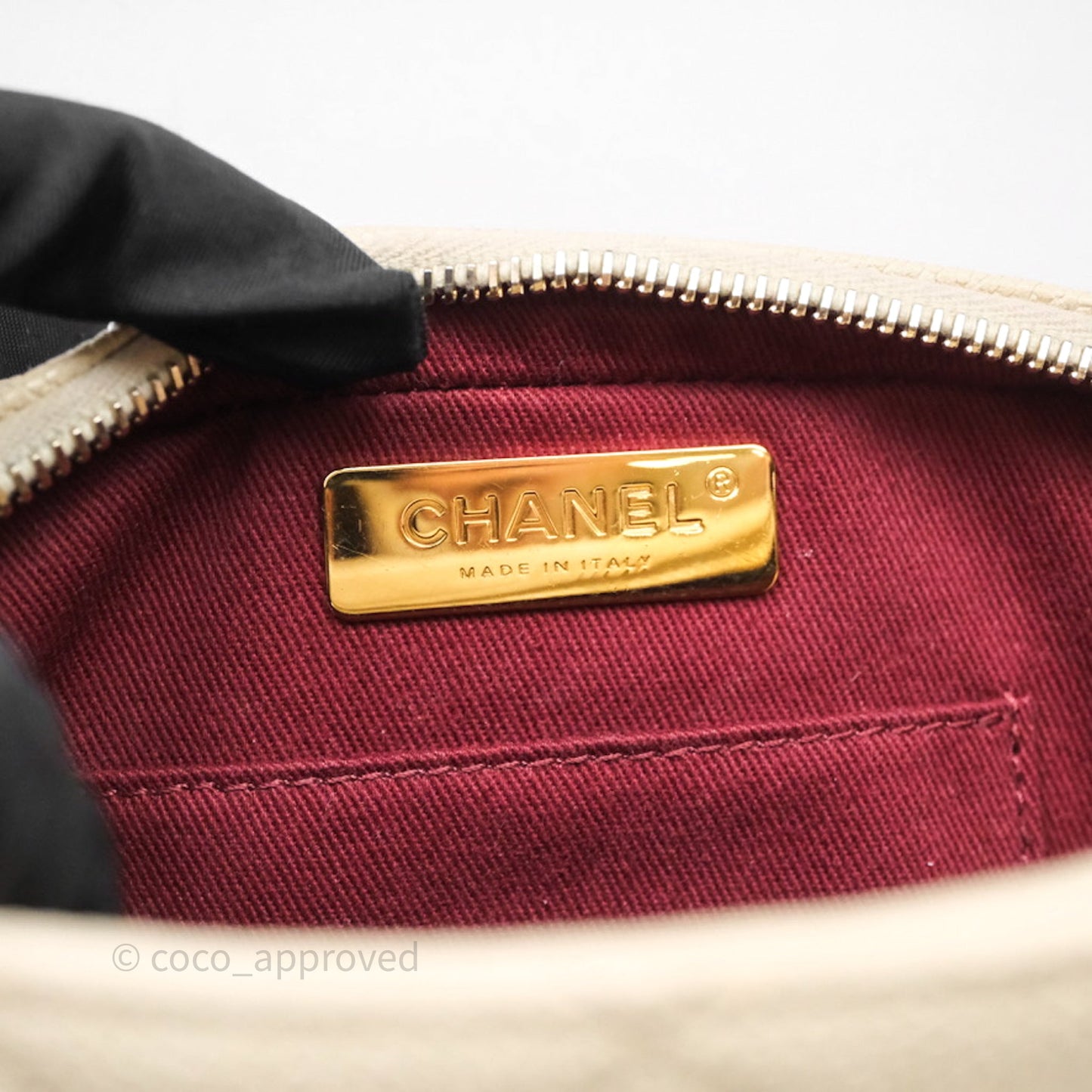 Chanel Quilted Caviar Waist Bag Ivory Aged Gold Hardware