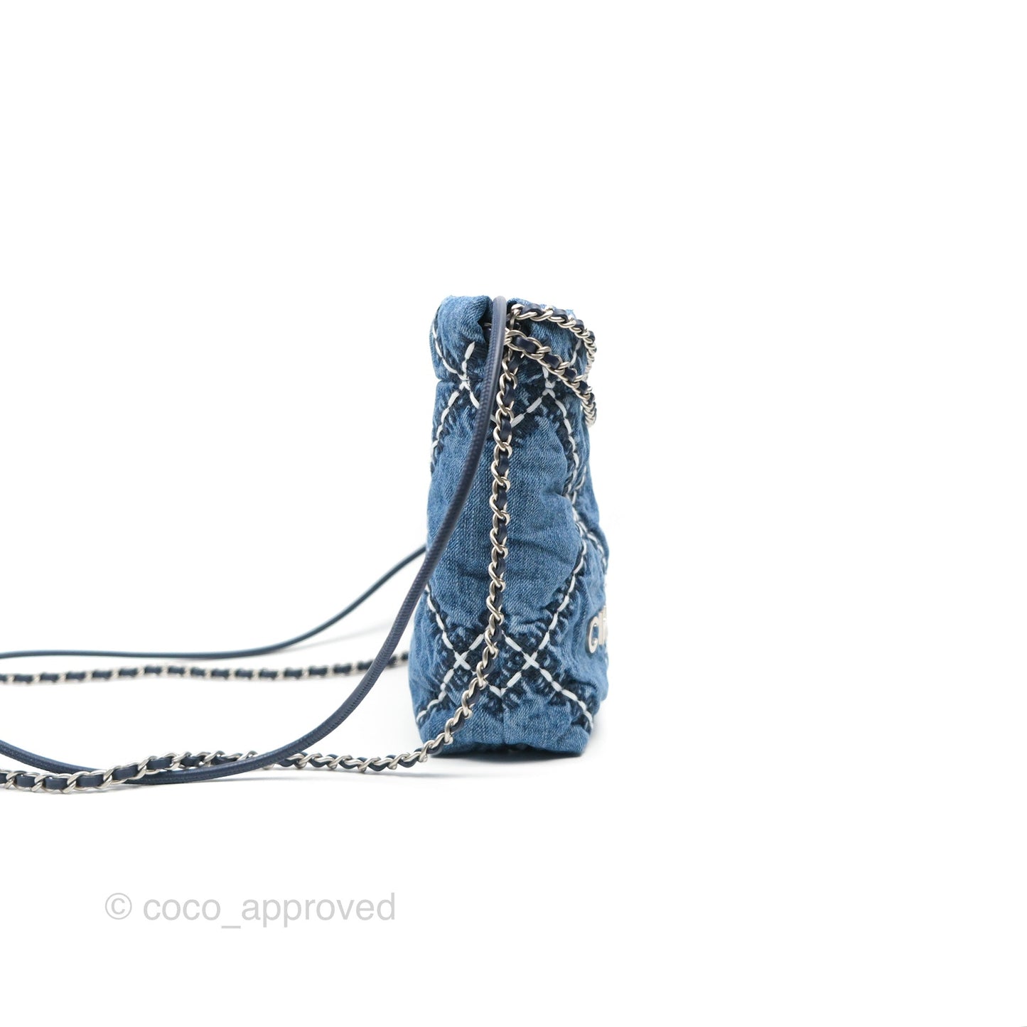 Chanel 22 Mini Bag Quilted Blue Denim
