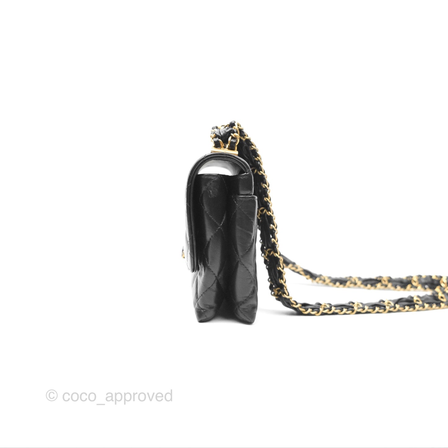Chanel Mini Flap Bag Black Aged Calfskin Aged Gold Hardware 23K