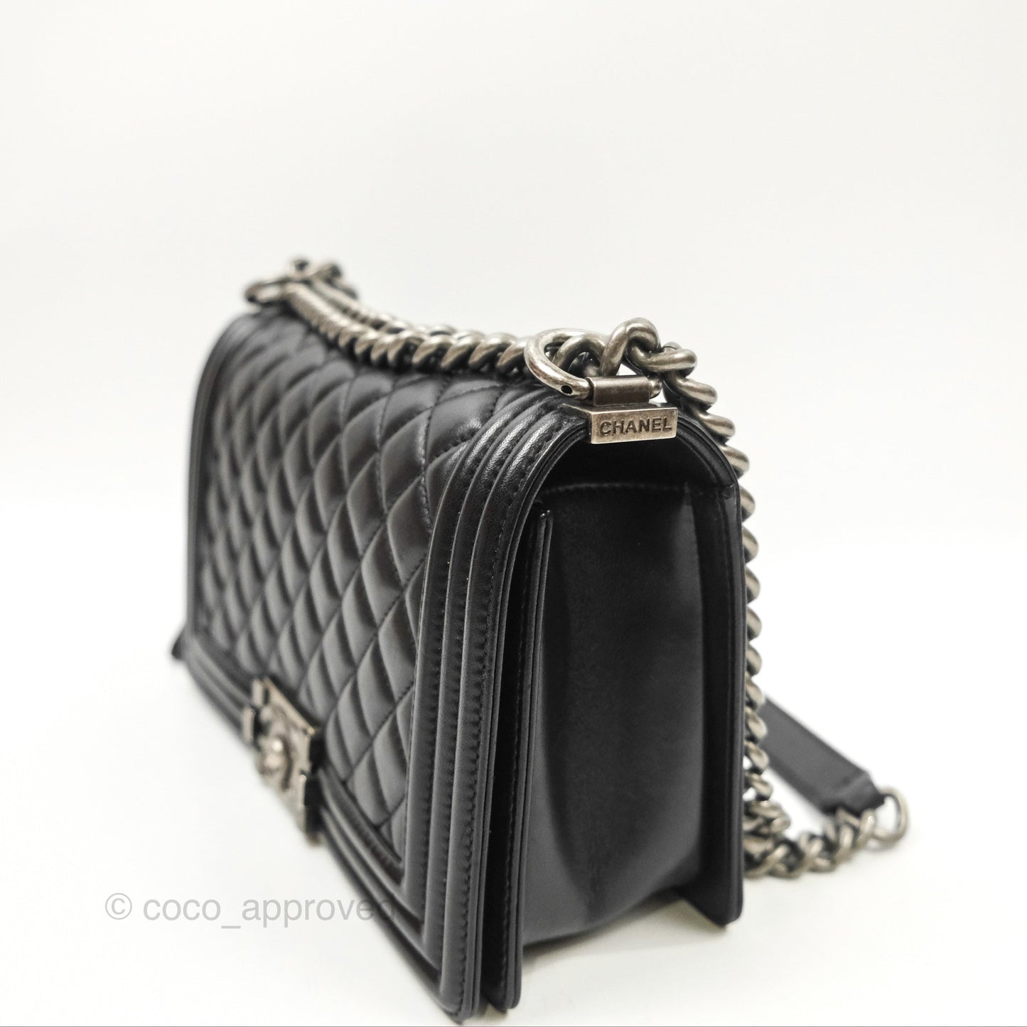 Chanel Quilted Medium Boy Black Lambskin Ruthenium Hardware
