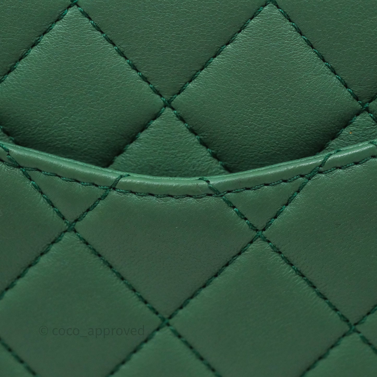 Chanel Pearl Crush Mini Square Quilted Green Lambskin Aged Gold Hardware