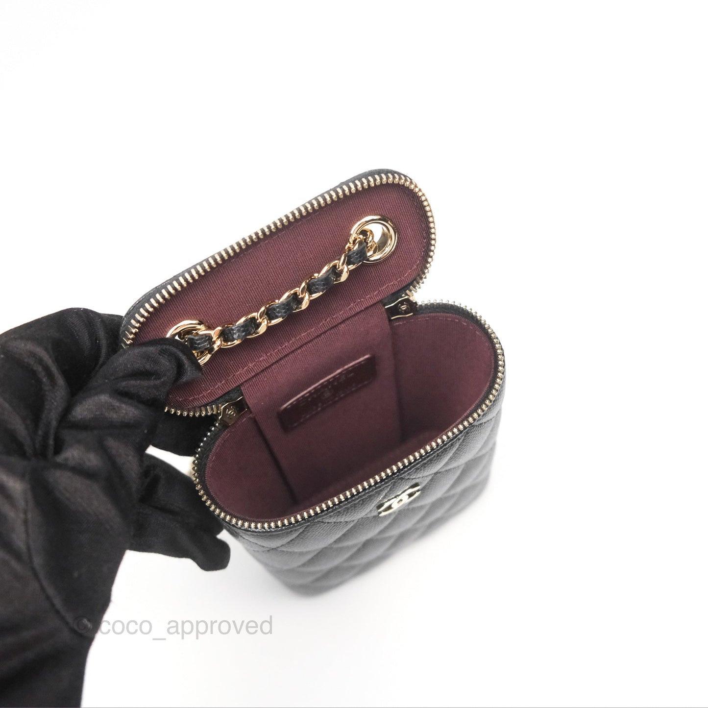 Chanel Classic Mini Vanity With Chain Black Caviar Gold Hardware