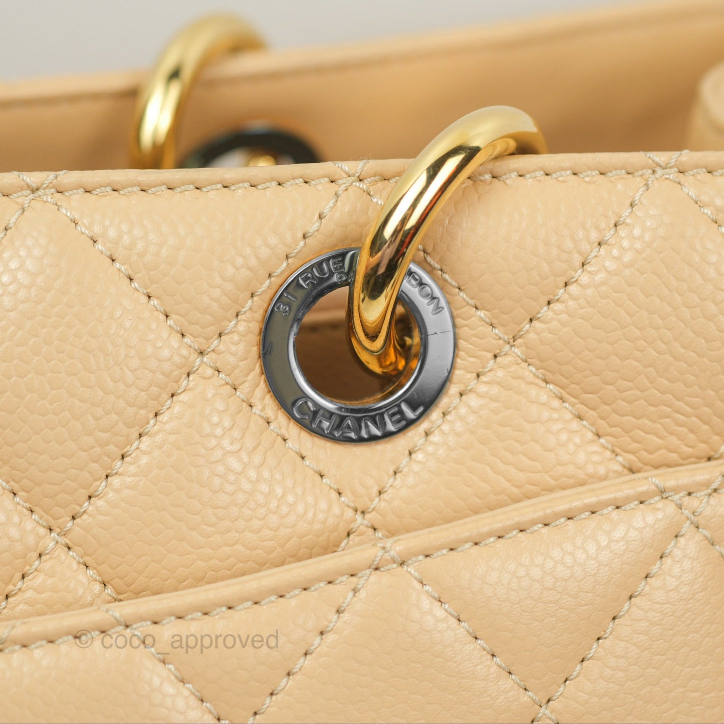 Chanel GST Beige Caviar Gold Hardware