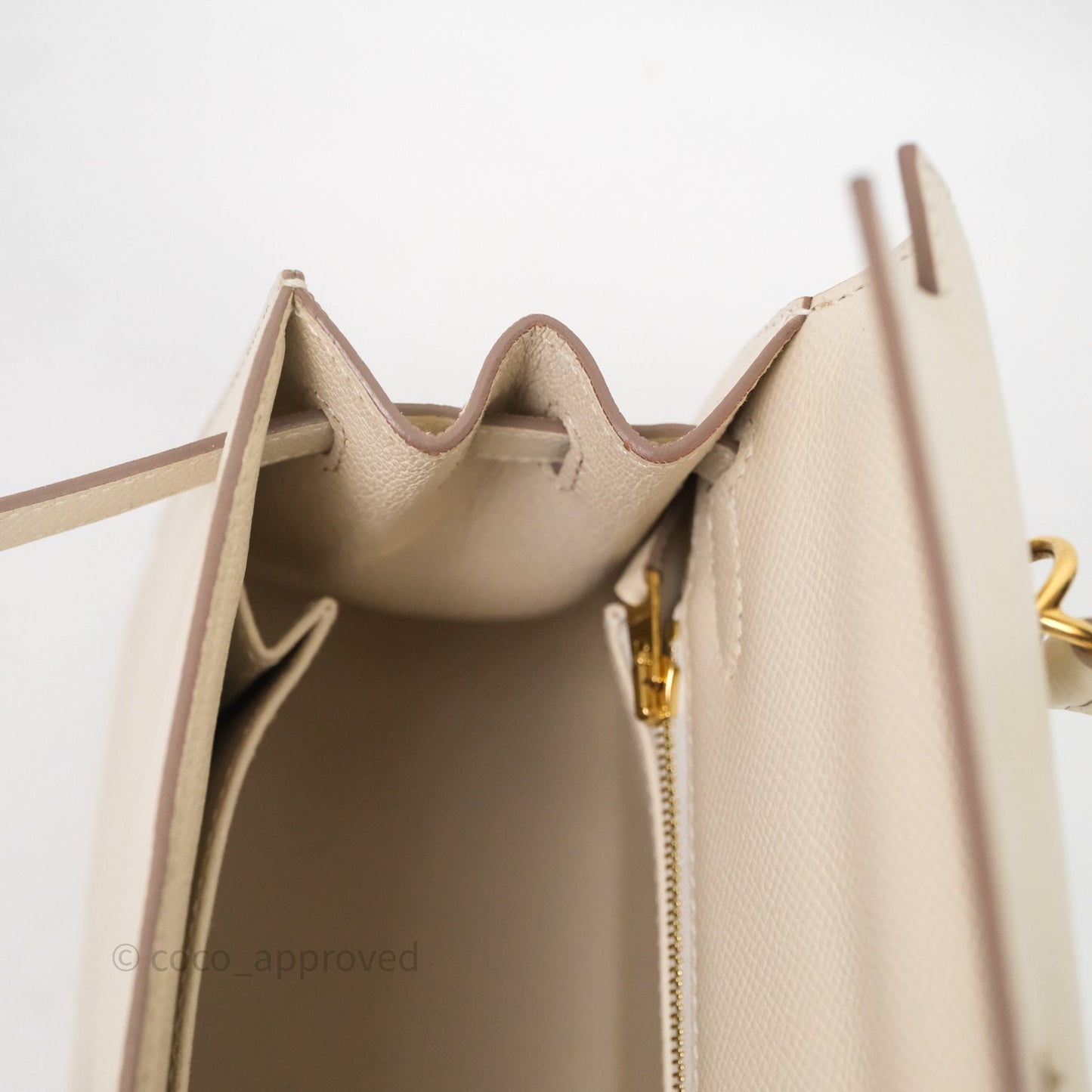 Hermes Kelly 25 Craie Epsom Gold Hardware