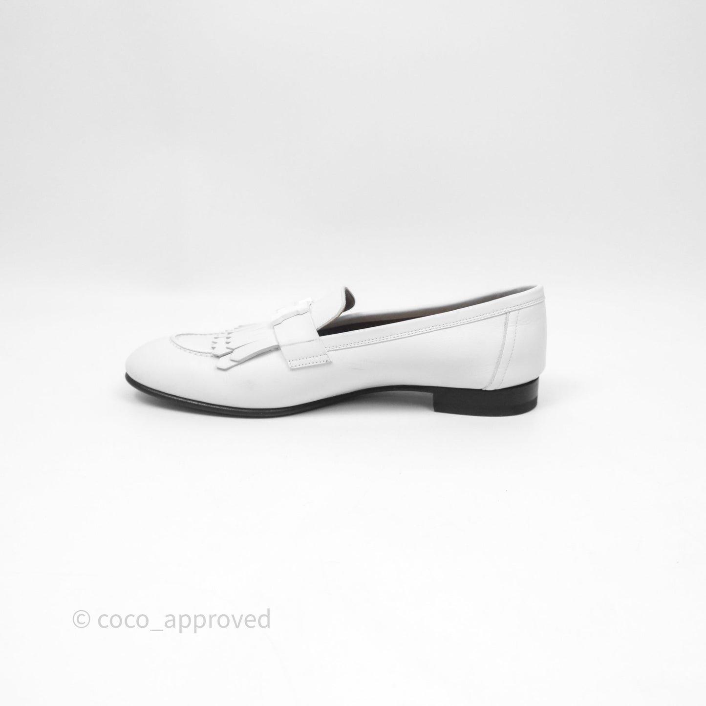 Hermès Royal Loafers White Calfskin Size 38