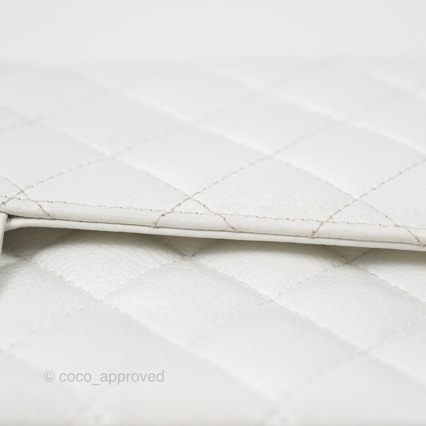 Chanel Classic M/L Medium Flap Quilted White Caviar Silver Hardware