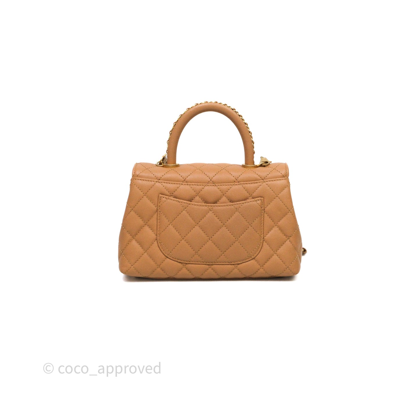 Chanel Small Coco Handle with Chain Handle Beige Caviar Aged Gold Hardware 23P
