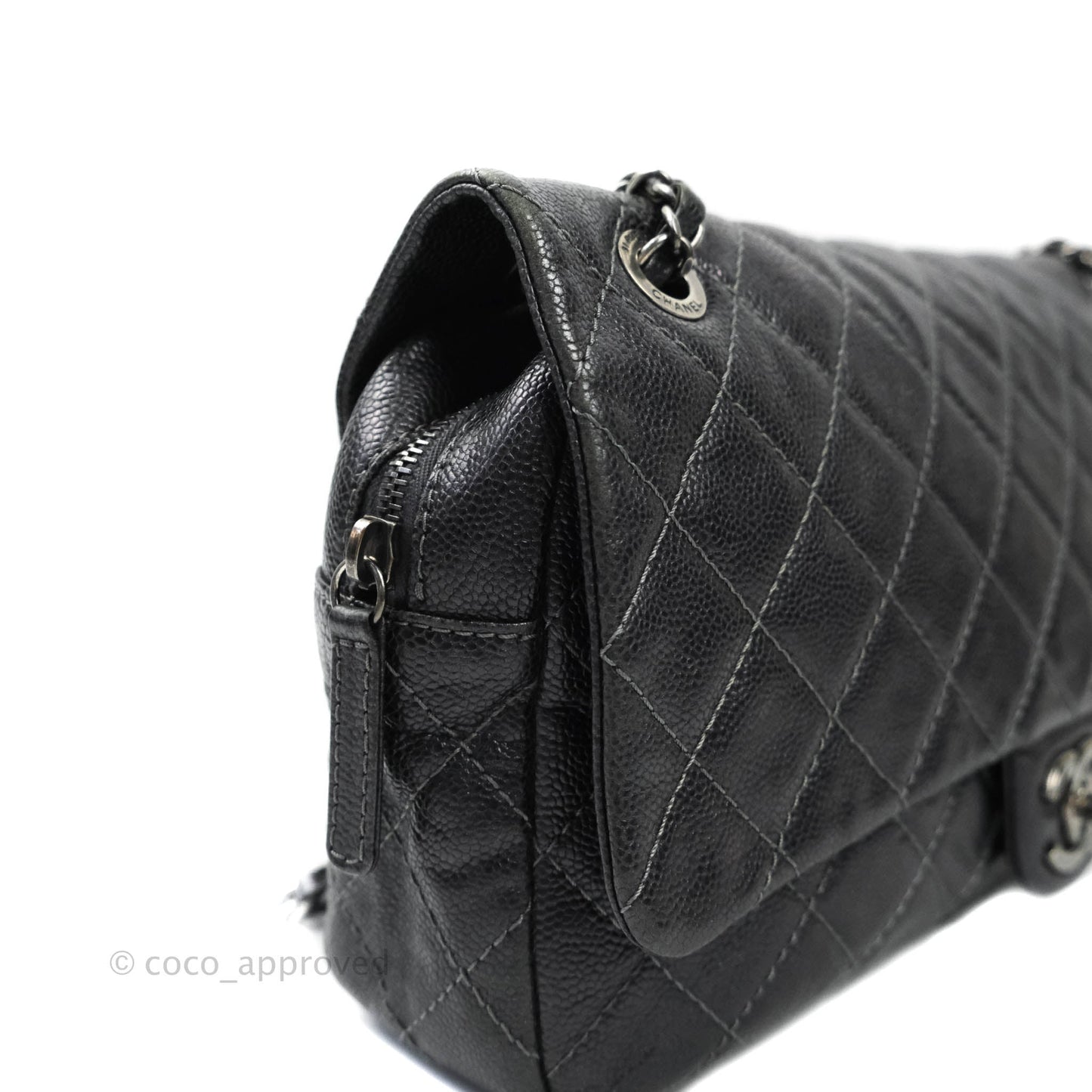 Chanel Jumbo Easy Flap Bag Caviar Dark Grey Ruthenium Hardware