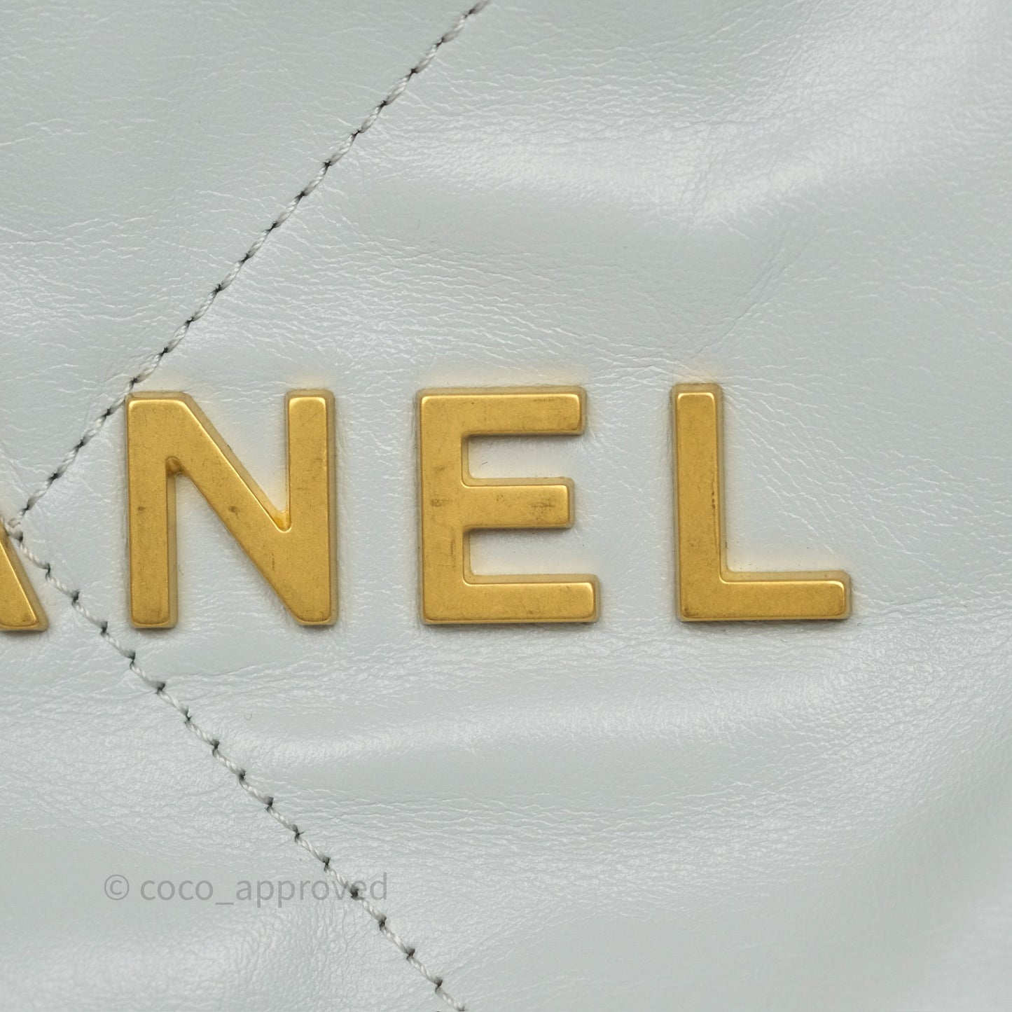 Chanel 22 Mini Bag Light Blue Shiny Crumpled Calfskin Aged Gold Hardware
