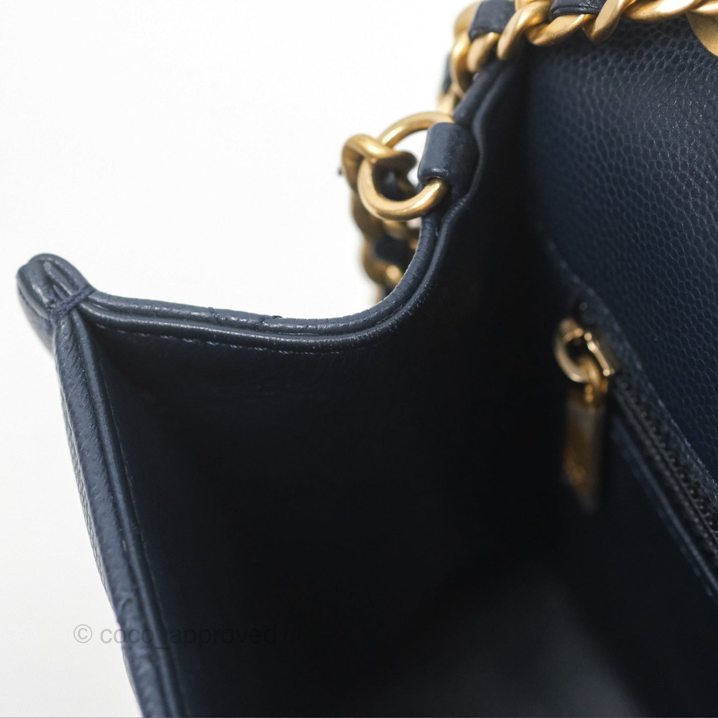 Chanel Mini Square Sweet Quilted Flap Navy Caviar Aged Gold Hardware 21P